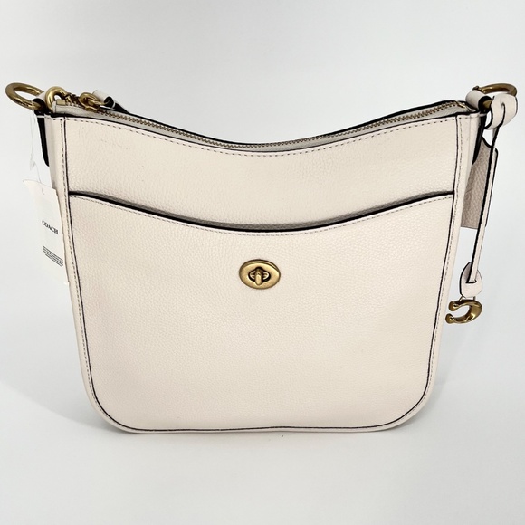 Coach Polished Pebble Leather Chaise Crossbody Bag Off White Dust Bag - Picture 1 of 11
